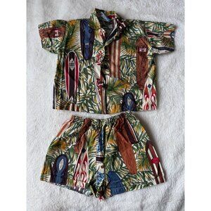 Surfing Hawaiian Shirt and Shorts Set